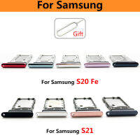 10ชิ้น S20 Samsung S21 Fe Pemegang Pembaca Kad ซิมการ์ดคู่ Dulang Pegang สล็อตอะแดปเตอร์