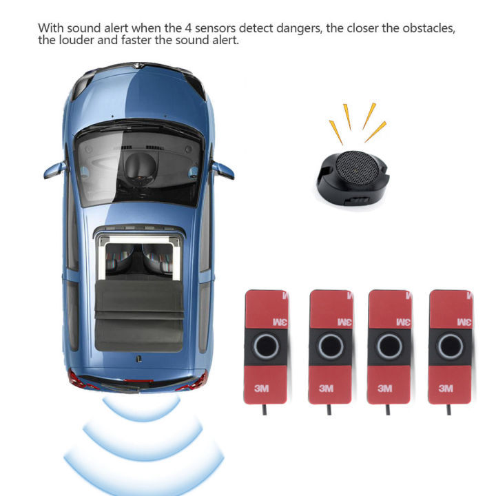อุปกรณ์ช่วยในการจอดรถสัญญาณเตือนชุดอุปกรณ์เสียงสำหรับสมาร์ทโฟนเรดาร์ถอยหลังเซ็นเซอร์แบน16-5มม-สีดำ-เงิน-ขาว
