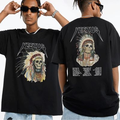 Kanye West Yeezus God Wants You Double Sided T Shirt Men and Hip Hop Cool Vintage Streetwear T Shirts Tops Black Tees Male XS-4XL-5XL-6XL