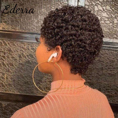 Short Afro Kinky Curly Wig For Black Women Allure Natural Human Hair Wig Cheap Machine Made Wig Brown Color 100 Human Hair