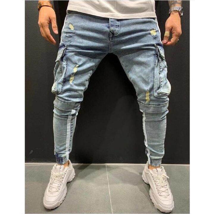 mens-jeans-denim-pocket-pants-summer-autumn-thin-slim-regular-fit-straight-jeans-elasticity-stretchy-male-blue-black-trousersth