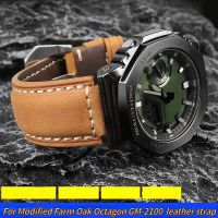 24-16mm For Casio G-SHOCK Series Farm Oak GM-2100 GA-2100 GM110 mens watchband Modified Frosted cow hide Leather Watch Strap