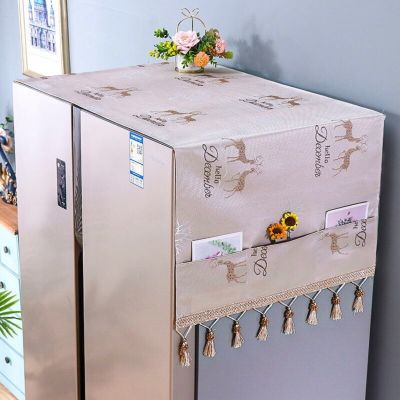 【lz】❄♛  A parte superior do refrigerador cobre a capa da máquina de lavar roupa anti-poeira com saco de armazenamento forno microondas à prova de poeira capa acessórios para casa
