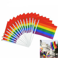 21x14cm Mini Party Small Stick Festival Waving Handheld LGBT Rainbow Flag