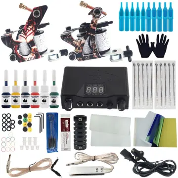 Professional Tattoo Kit 2 Machine Tattoo 6 Color Inks Power Supply Pigment  Tattoo Set Body Art Tools