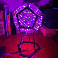 Dodecahedron เท่ห์สร้างสรรค์พื้นที่ Infinite ไฟ USB สำหรับกลางคืนไฟ LED โคมไฟตกแต่งสร้างบรรยากาศโคมไฟกลางคืนปรับสีของขวัญวันเกิด