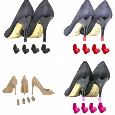 4 Pairs/pack Non-slip Heel Protectors High Heeler Stiletto PVC Shoes Covers Caps Bottom Protect New Shoes Anti-slip Heel Tips Shoes Accessories