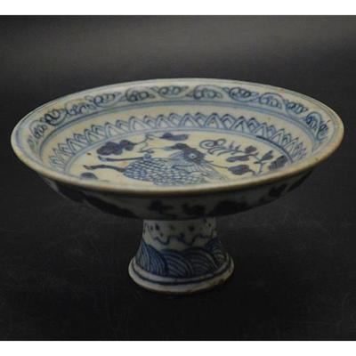 Collection Chinese Antique Porcelain The Ming Dynasty Blue And White Porcelain Painting Animal Unicorn Kylin Flower Fruit Plate