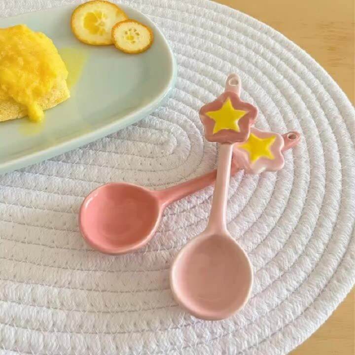 dessert-spoon-pink-spoon-lovely-spoon-girls-spoon-star-spoon-childrens-spoon-ceramic-spoon