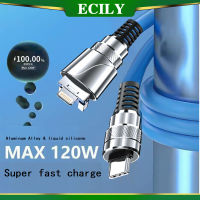 ECILY สายชาร์จเร็ว2 In 1 120W สำหรับโทรศัพท์ I Huawei Type C สายชาร์จแบตเตอรี่พอร์ต Usb หลากหลายสายชาร์จ Usb หลายตัว