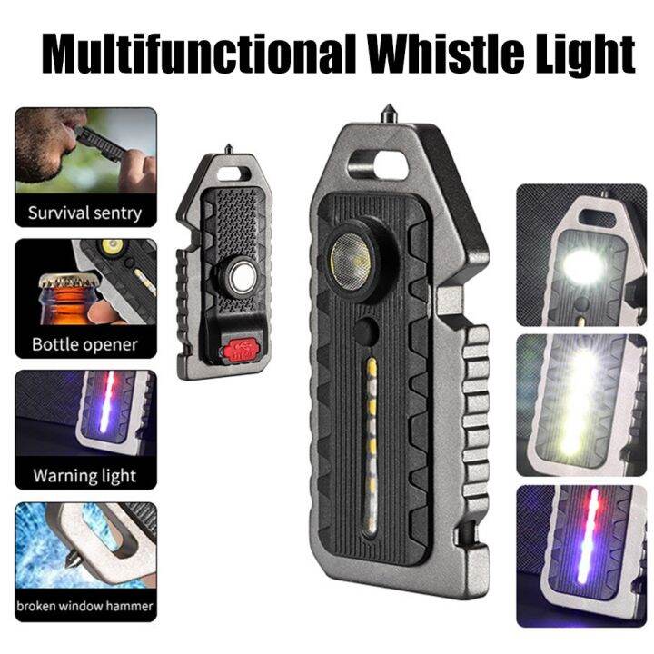 Multifunctional Portable LED Whistle Light / COB Keychain Flashlight / Outdoor USB Rechargeable