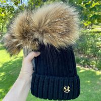 【YD】 2022 Real Fur hats Hat Cap Kids Boy Aldult Warm Big Poms Ski Pompoms