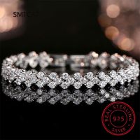 100% Solid Silver 925 Lab Diamonds Simulated Moissanite Bracelets For Women Girls Wedding Cocktail Party Fine Jewelry