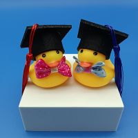 Cute Little Yellow Car Duck with Doctors Hat Bow Two-color Tassel Graduation Season Activity Decoration Bachelors Hat Duck