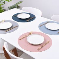 【CC】✼✶☎  Round Leather Placemat Non-Slip Insulation Tableware SimpleWaterproof Oilproof DiningTable MatKitchen Accessorie