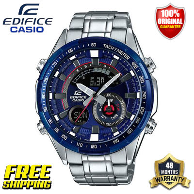 Edifice G-shock ของแท้บุรุษแฟชั่นกีฬานาฬิกากันกระแทกกันน้ำสายเหล็กอัตโนมัติยกมือไฟหน้าจอคู่นำจอแสดงผลรับประกัน 4 ปี ERA-600RR-2A