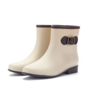 BOU022 Women Fashion Thick Boots Women Anti Skid PVC Mid Rain Boots Martin