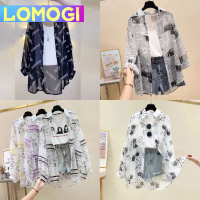 LOMOGI เสื้อแฟชั่นผู้หญิงฉบับภาษาเกาหลี Ins,เสื้อชีฟองแขนยาวพิมพ์ลายใหม่ฤดูใบไม้ผลิและฤดูร้อน2022เสื้อเบราว์ที่สวยงามกันแดดเสื้อแบบหลวม