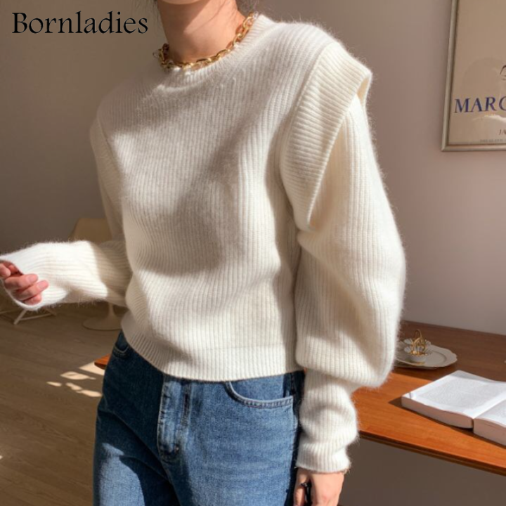 bornladies-2021-autumn-winter-loose-o-neck-fake-two-piece-pullover-basic-warm-sweater-for-women-korean-soft-kniited-sweater-tops