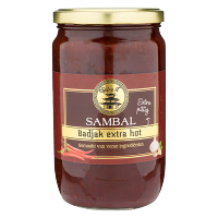 Sambal Badjak Extra Hot 720 g. - Indonesian/Malaysian chili sauce. Weight 720 g./น้ำพริกอินโด/มาเลย์ สูตร บาจาค เอ็กซ์ตร้า ฮอท 720 กรัม