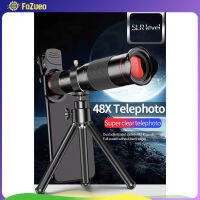 FoZueo 48X คลิปบนกล้องโทรทรรศน์แสง Telephoto กล้องโทรศัพท์เลนส์ชุดที่มีขาตั้งกล้อง