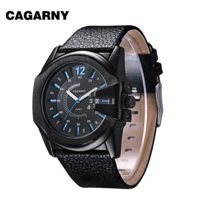 Mens Watches Top Brand Luxury Cagrny Quartz Watch Men Leather Watchband Date Quartz-Watch Casual Clock Male Fashion Wristwatch