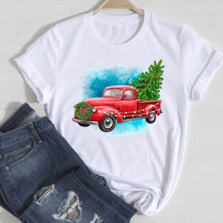 คริสต์มาส-wlltrts0085-merry-christmas-leopard-truck-vintage-clothes-women-t-shirts-cartoon-fashion-holiday-top-fema