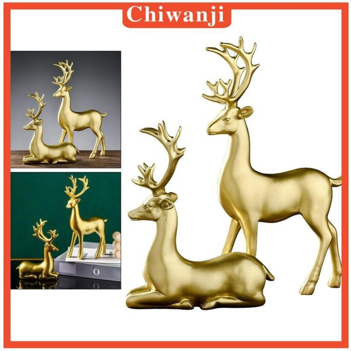 chiwanji-โมเดลเรซิ่นรูปปั้นกวาง-2-ชิ้น