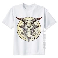 Who Goes There MenS Tops Basic Cotton T-Shirt Homme Camiseta Satanism Satan Print Casual Tshirt Mens O-Neck T Shirts Fashion 【Size S-4XL-5XL-6XL】