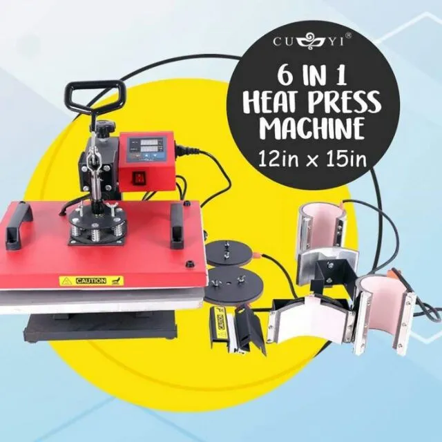 Cuyi 6in1 Combo Heat Press Machine Flatbed Cap Press Plate Press Mug