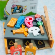 HCMBộ đồ chơi bếp nướng bằng gỗ cho bé Bộ đồ chơi nấu ăn dụng cụ làm nhà