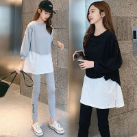 7867# Maternity Clothes O Neck Spring Autumn Long Sleeves Easy Matching Loose Stylish Tops Women