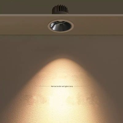 โคมไฟของตกแต่งห้องนอนบ้านอะลูมิเนียมเพดานลงแสงห้องนั่งเล่นไฟสปอตไลต์ COB กันสะท้อนโคมดาวน์ไลท์แบบ LED หรี่แสงได้ใหม่