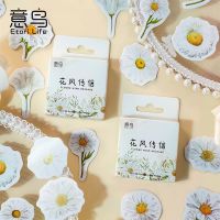 46 Pcs White Daisy Flower Vinyl Stickers Decals Waterproof For Crafts Envelopes Laptop Scrapbook Card Making Journaling Stickers Labels