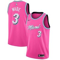 Pink Basketball Clothes Mens Swingman Jersey Dwyane Wade Nba Miami Heat No.3 Adult