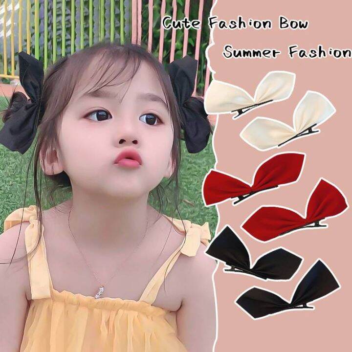 Cod/Ready】Korean Black Red Bow Hair Clip Children'S Princess Half-Piece  Ribbon Hairpin Bangs Side Clip Hair Accessories | Lazada Ph