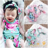 COD DSFERTEREERRE Perfectly-2Pcs Baby Girls Floral Jumpsuit Sleeveless Ruffled Tassel Romper Headband Outfits Set Age for 0-24 Months