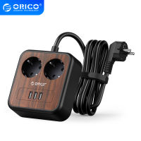 ORICO Portable Power Strip 3m Extension Cable Electrica Socket with 3 USB Ports for Home Wood Grain Double Sockets