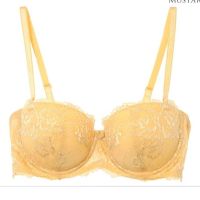 Annebra บราเสริมทรง ตะขอหลัง ทรง1/2เต้า มีโครง เสริมฟองน้ำ ถอดสายบ่าได้ Strapless Foam Bra รุ่น AB1-555 สีเหลือง