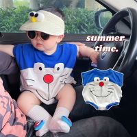 Baby sleeveless package fart ha dress cute baby cute newborn treasure climb clothes conjoined at the triangulation red cartoon brim with short sleeves