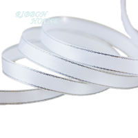 (25 yards/lot) 10mm White Silver Edge Satin Ribbon wholesale high quality gift packaging ribbons