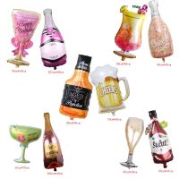 2pcs/lot Foil Wine Bottle Balloons with Wine Glass Balloon Whisky Beer Glass Globos Cheers Birthday Party Wedding Decoration Balloons