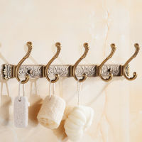 Luxury Carving Antique Clothes Robe Hook Wall Mount Towel Holder Bathroom Accessories Door Retro Vintage 5 Row Hooks Coat Hanger