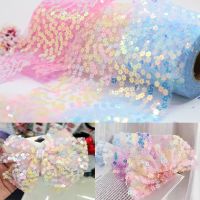 6cm/8cm x5y Glitter Sequin Tulle Roll Plum Blossom Mesh Tulle DIY Tutu Fabric Grils Bow Headwear Sewing Accessries Wedding Decor Gift Wrapping  Bags