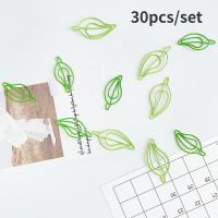 30pcs/lot Green Paper Clips Cute Leaves-Shaped Stainless Steel Paperclips Book Mark Binder Clip for Office School Supplies