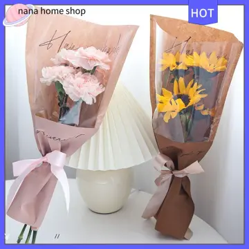 Korean Clear Plastic Flower Bags With Handles