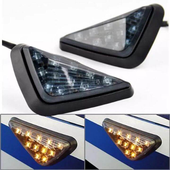 SAKINO LED Motorcycle Turning Signals Light Smoke Triangle Flush Mount