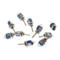 10 Pcs AC 250V/1.5A 125V/3A SPDT 3-Pin On/on 2ตำแหน่ง Mini Toggle Switch สีฟ้า