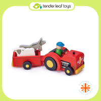 Tender Leaf Toys ของเล่นไม้ รถของเล่น รถแทรกเตอร์และรถพ่วง Tractor and Trailer