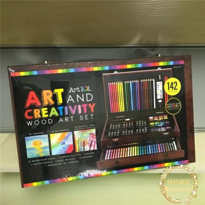 American Genuine Art101 Artist Advanced Toolbox Non-toxic Childrens Paintbrush Wooden Box Set 142 Sets